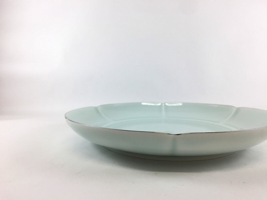 渕銀彩青磁　六方割輪花7寸皿　21cm　有田焼(j.R)