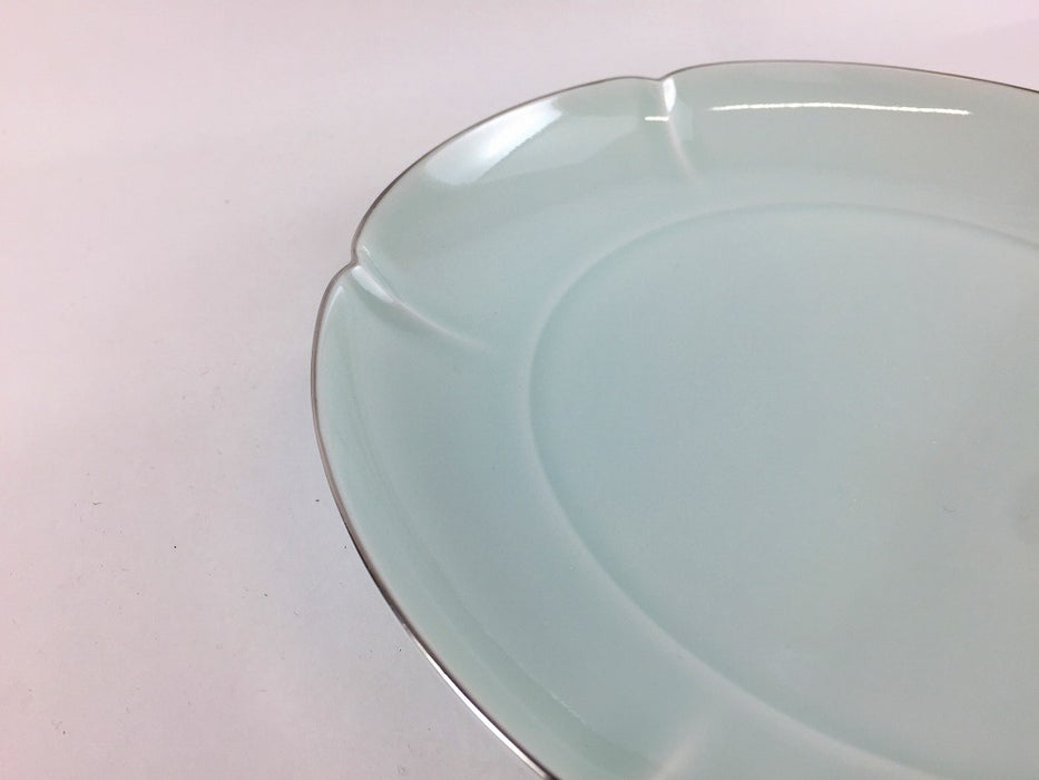 渕銀彩青磁　六方割輪花7寸皿　21cm　有田焼(j.R)