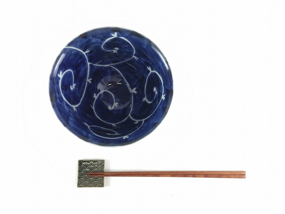 【SALE】15cm反丼　内藍唐草　有田焼(j.R)【訳あり】