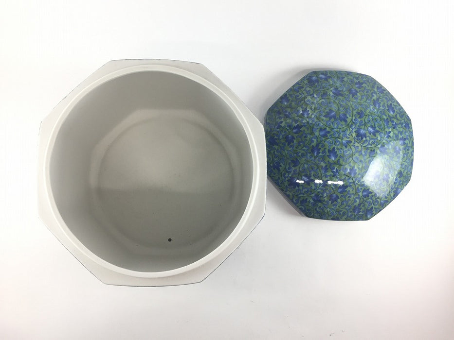 6寸八角骨壷　(唐草緑/桜/グレー花)　18cm　波佐見焼(j.R)