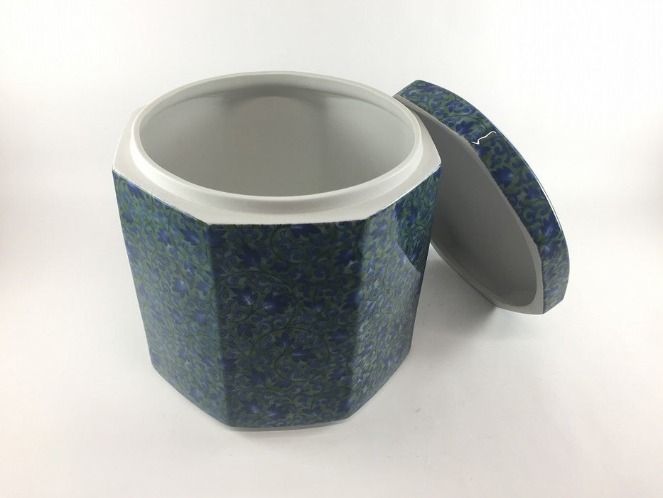 6寸八角骨壷　(唐草緑/桜/グレー花)　18cm　波佐見焼(j.R)