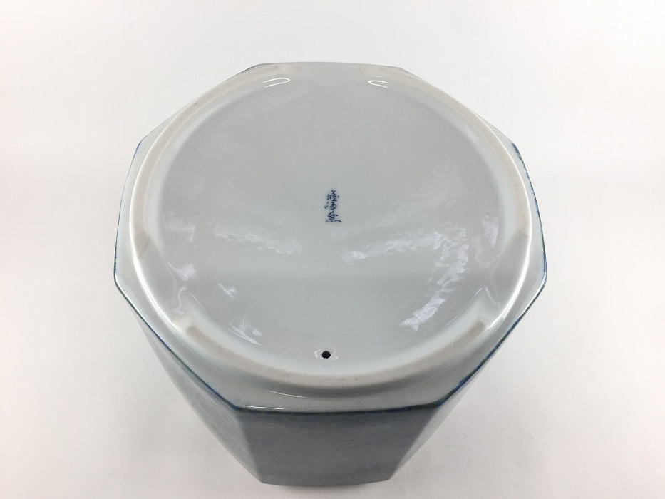 6寸八角骨壷　(唐草緑/桜/グレー花)　18cm　波佐見焼(j.R)