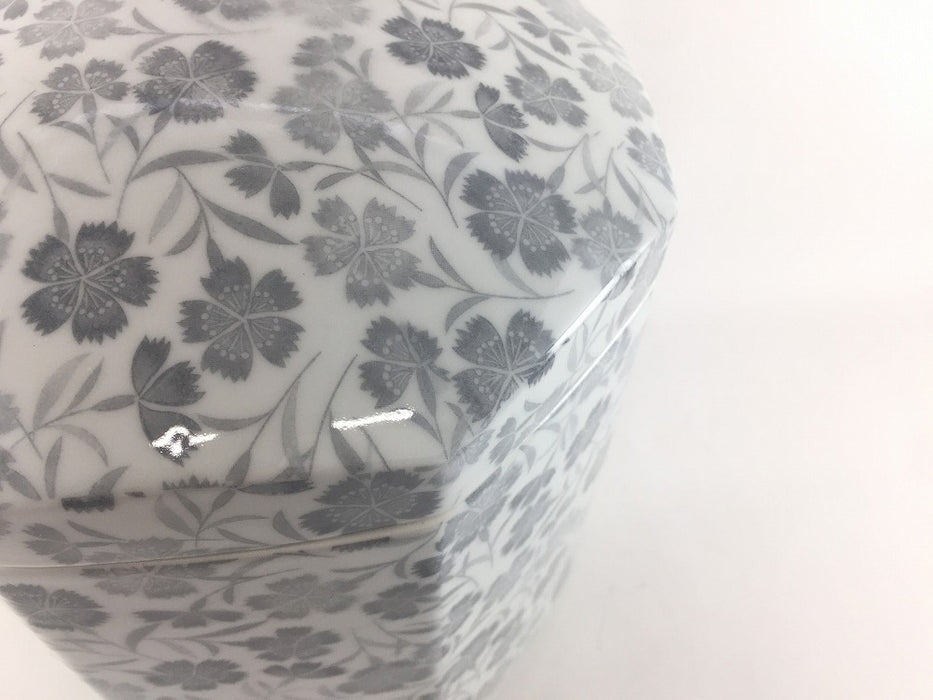 6寸八角骨壷　(唐草緑/桜/グレー花)　18cm　波佐見焼(j.R)