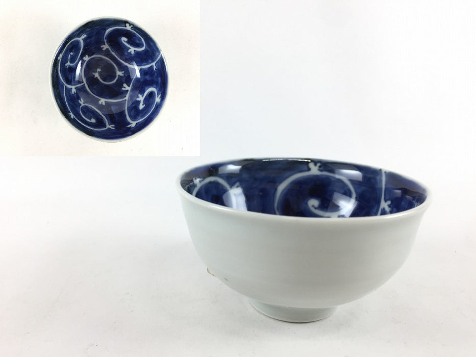 【SALE】手造盃.内藍唐草　8cm(100cc)　有田焼(j.R)【訳あり】