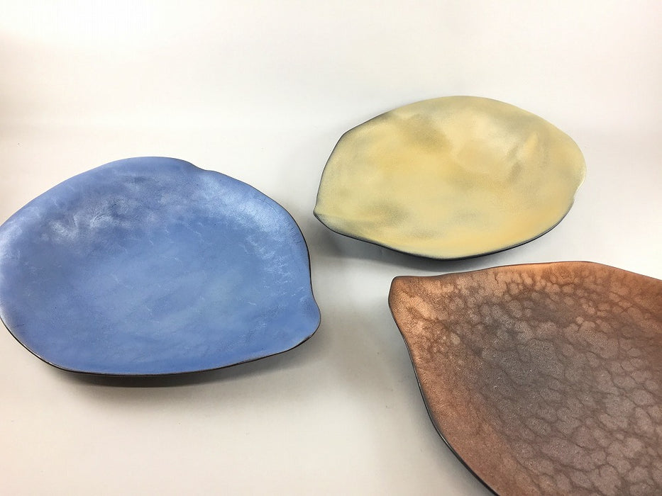 薔薇の花びらプレート　(シャインブルー/シャンパンゴールド/ブロンズ)　23.5cm　有田焼(j.R)