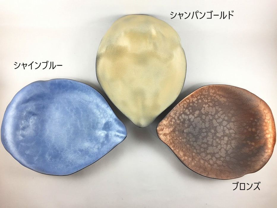 薔薇の花びらプレート　(シャインブルー/シャンパンゴールド/ブロンズ)　23.5cm　有田焼(j.R)