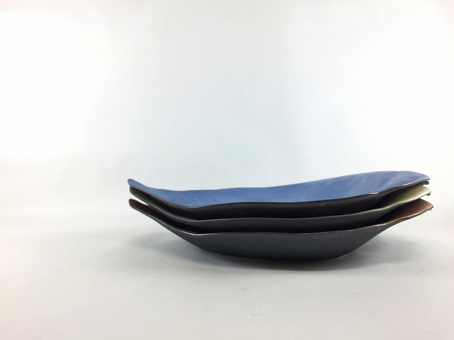 薔薇の花びらプレート　(シャインブルー/シャンパンゴールド/ブロンズ)　23.5cm　有田焼(j.R)