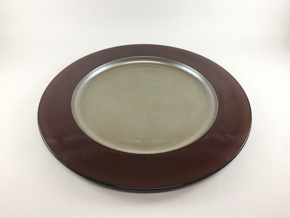 【SALE】銀渕溜11寸丸プレート　耐熱　33cm　国産(漆器) 【訳あり】