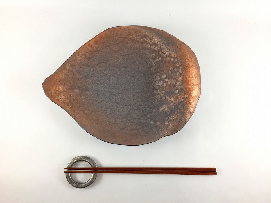 薔薇の花びらプレート　(シャインブルー/シャンパンゴールド/ブロンズ)　23.5cm　有田焼(j.R)