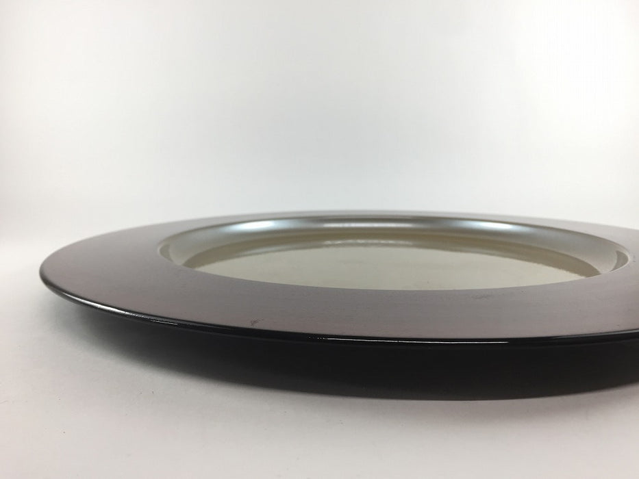 【SALE】銀渕溜11寸丸プレート　耐熱　33cm　国産(漆器) 【訳あり】