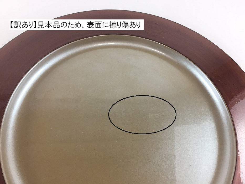 【SALE】銀渕溜11寸丸プレート　耐熱　33cm　国産(漆器) 【訳あり】