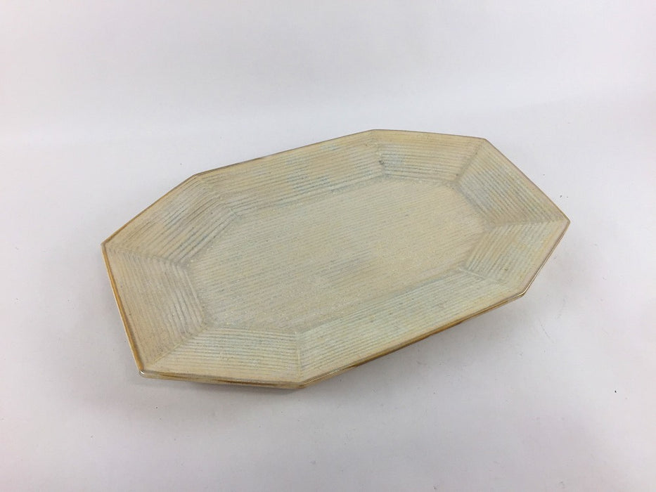 【SALE】250八角千段長皿　白結晶　25cm　有田焼【訳あり】