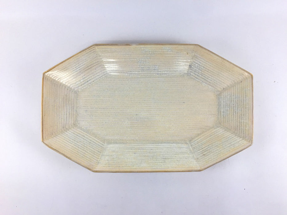 【SALE】250八角千段長皿　白結晶　25cm　有田焼【訳あり】
