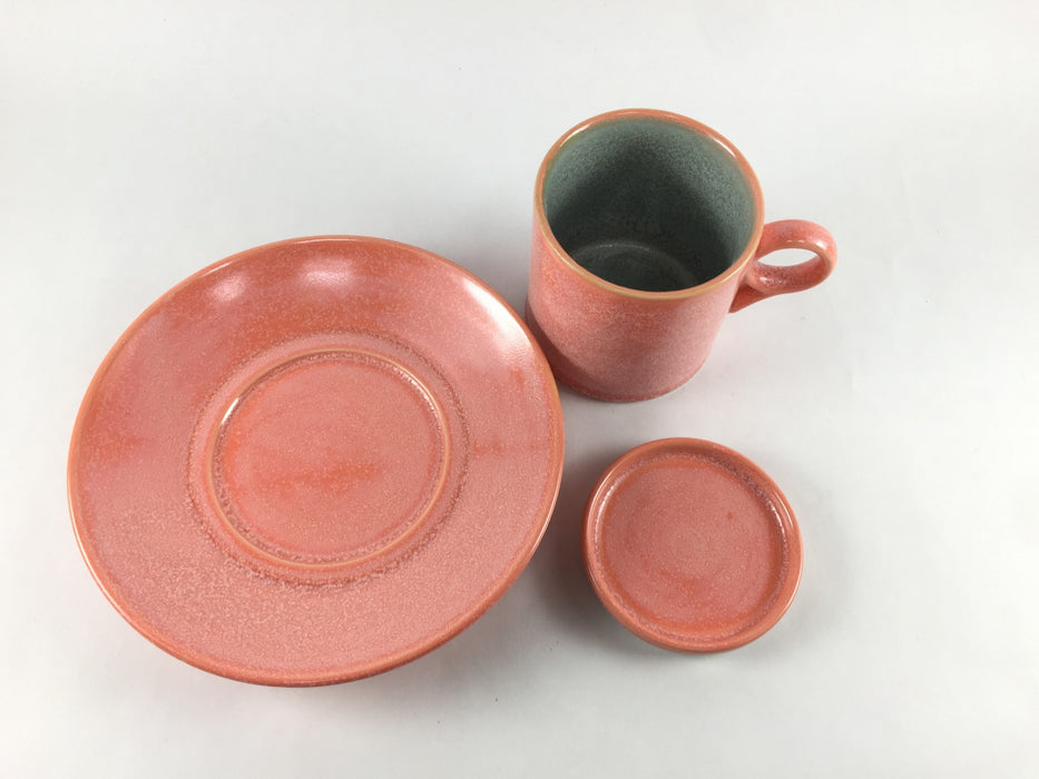 【カップ＆ソーサ】蓋付9型コーヒーCS(190cc)　(栗皮/ミント/ピンク)  有田焼(j.R)