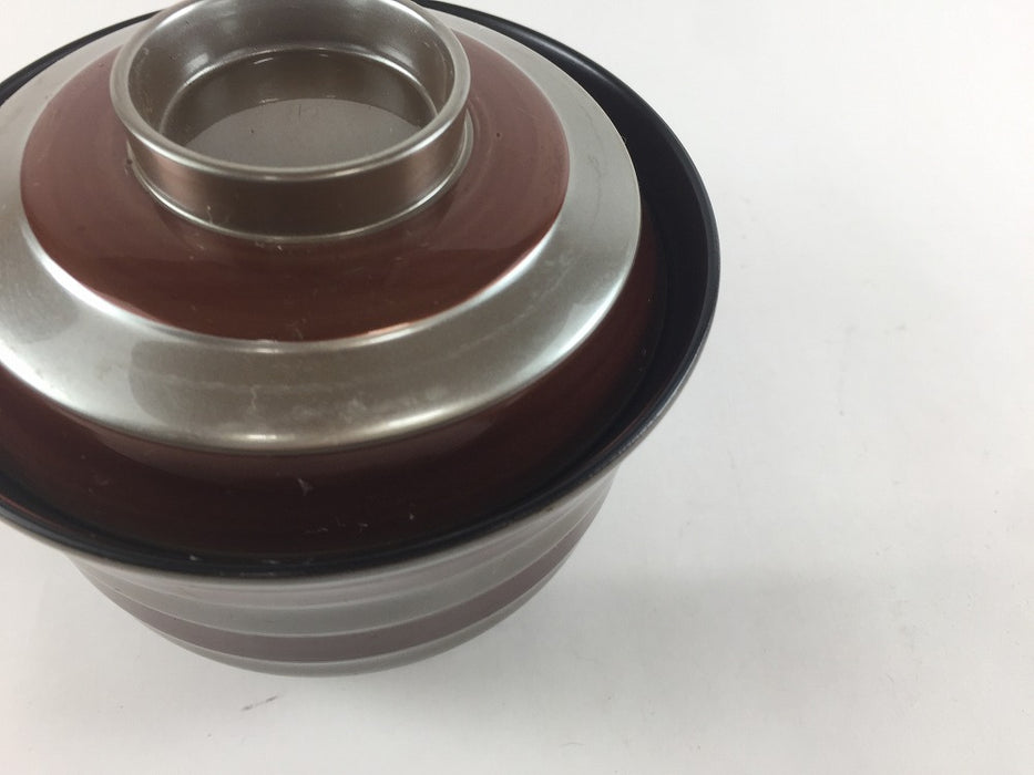 【SALE】3.3寸段々椀　銀帯溜　洗対　10cm　【訳あり】