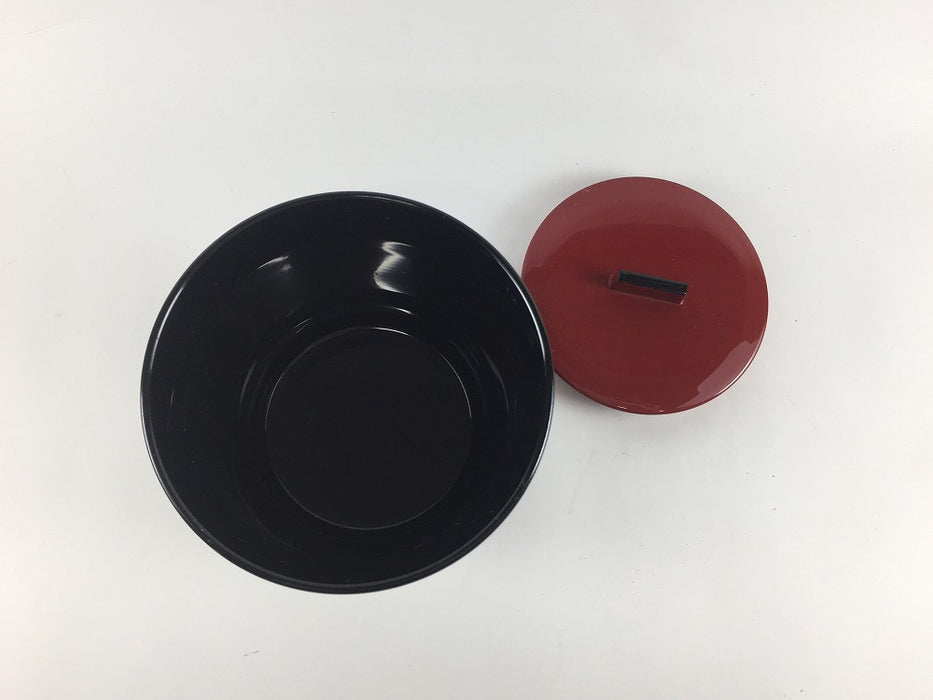 【SALE】(耐熱)水仙飯器　黒赤塗　10cm　【訳あり】