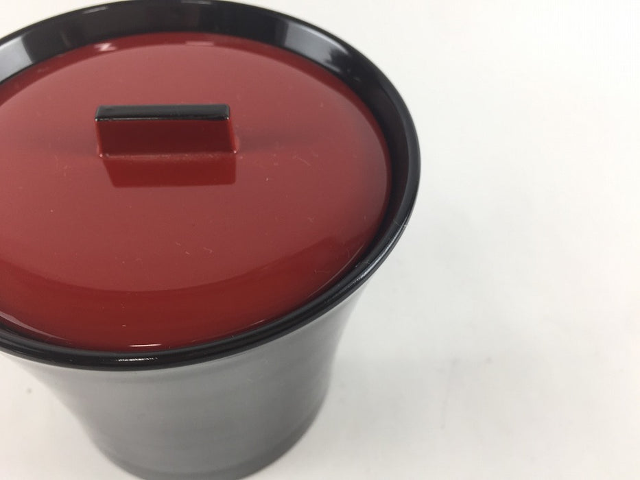 【SALE】(耐熱)水仙飯器　黒赤塗　10cm　【訳あり】