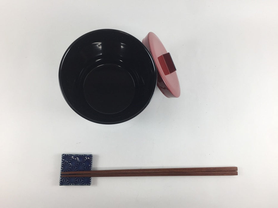 【SALE】(耐熱)水仙飯器　黒赤塗　10cm　【訳あり】