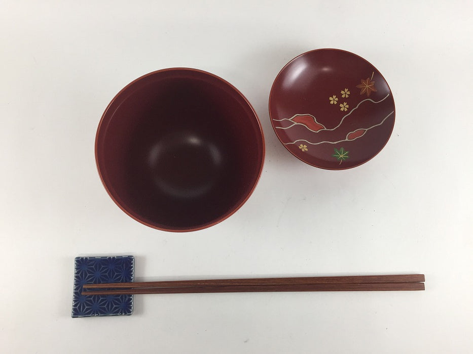 【SALE】(耐熱)　小袖椀　(朱/見返春秋)　10cm　【訳あり】