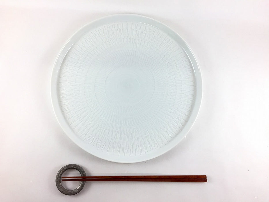 【SALE】白磁カンナ26cm丸プレート　波佐見焼 【訳あり】
