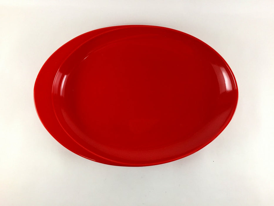 楕円片渕プレート皿　(赤釉/黄色釉)　有田焼(j.R)