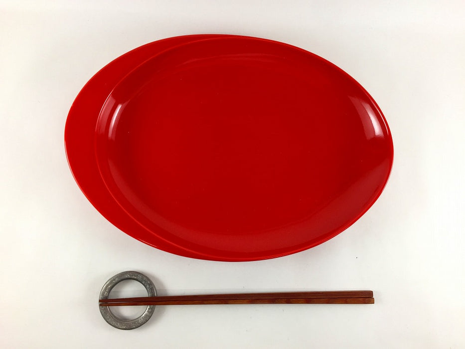 楕円片渕プレート皿　(赤釉/黄色釉)　有田焼(j.R)