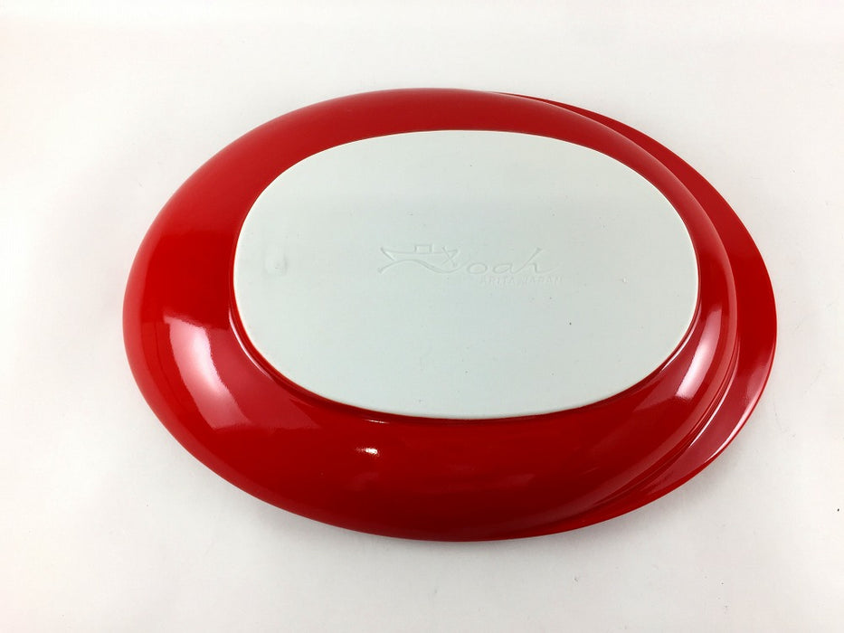 楕円片渕プレート皿　(赤釉/黄色釉)　有田焼(j.R)