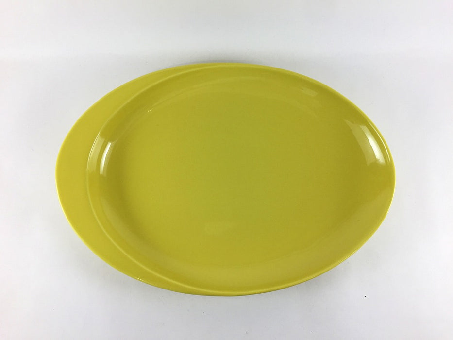 楕円片渕プレート皿　(赤釉/黄色釉)　有田焼(j.R)