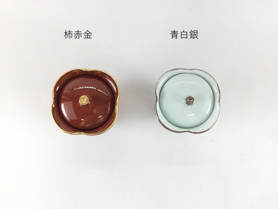 蓋付ピューレ　(柿赤金/青白銀)　5.5cm　有田焼(j.R)