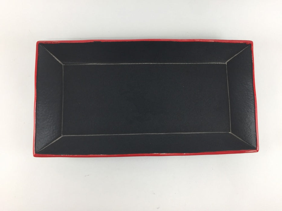 【SALE】240長皿　黒マット渕赤　24cm　有田焼【訳あり】