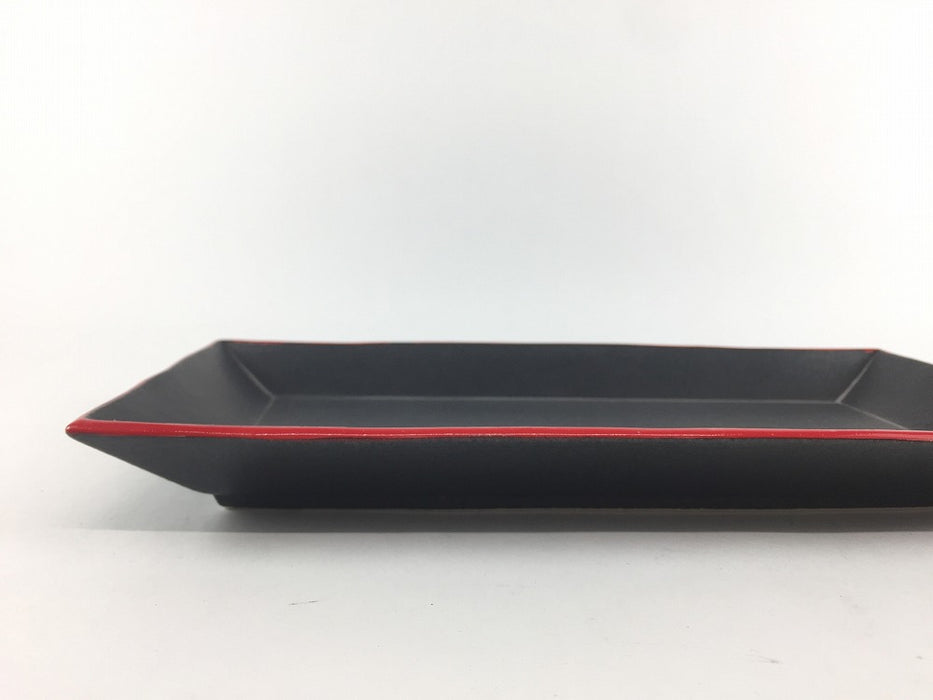 【SALE】240長皿　黒マット渕赤　24cm　有田焼【訳あり】