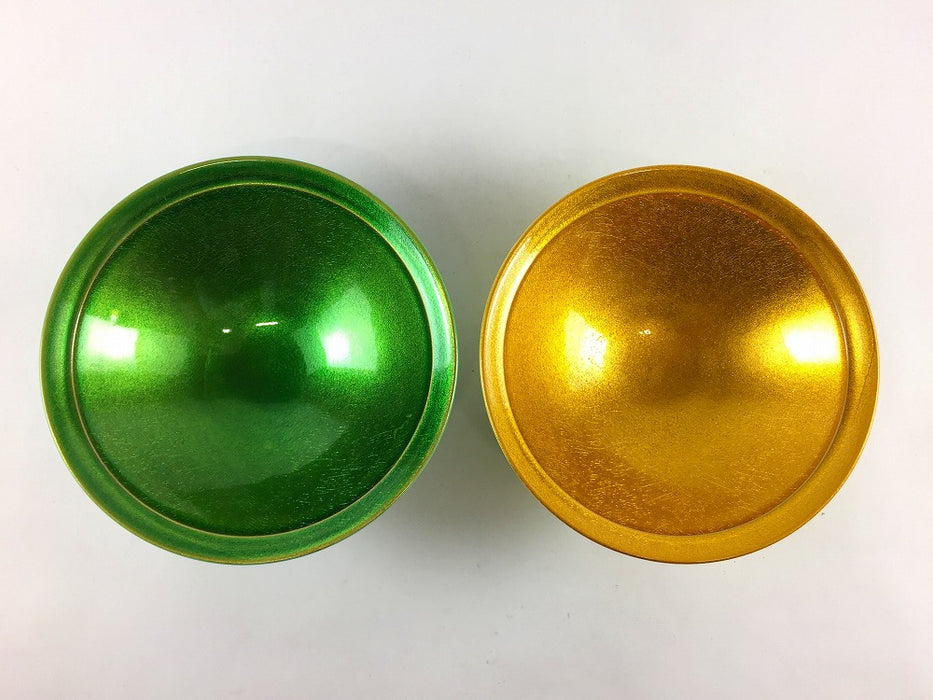 麻の葉彫平碗　釉裏金彩　(緑/黄)　14cm　波佐見焼(j.R)