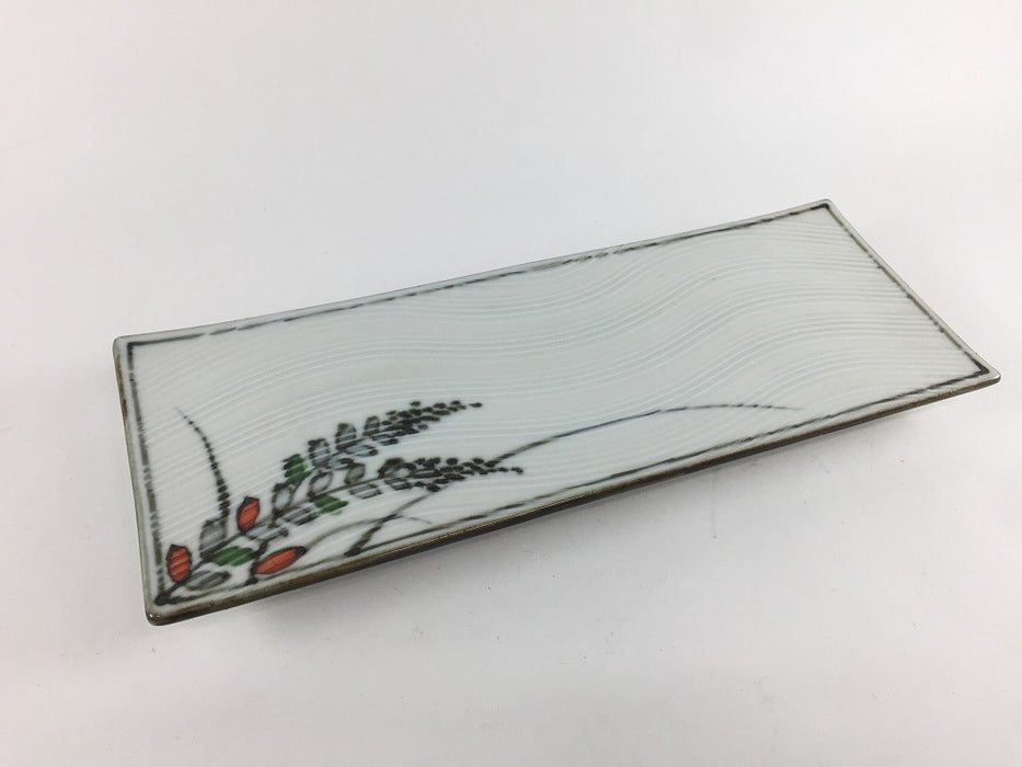 【SALE】230波刻長皿　萩絵　23cm　有田焼【訳あり】