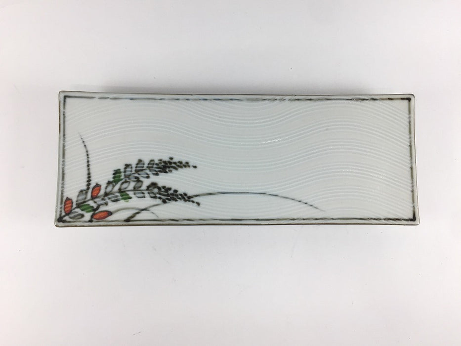 【SALE】230波刻長皿　萩絵　23cm　有田焼【訳あり】
