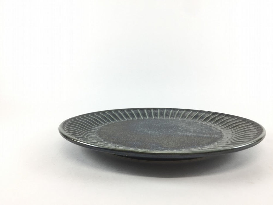 【SALE】18cm鎬プレート　黒彩　美濃焼【訳あり】