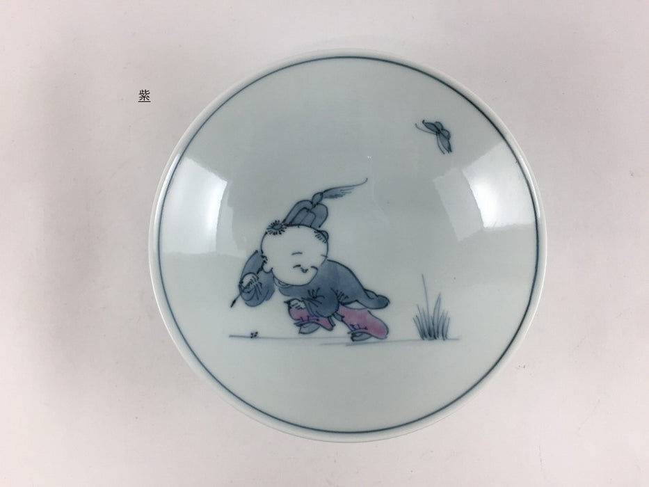 【SALE】【1個価格】11cm平小鉢　唐子(紫/黄/藍/緑/薄緑)　波佐見(j.R)【訳あり】