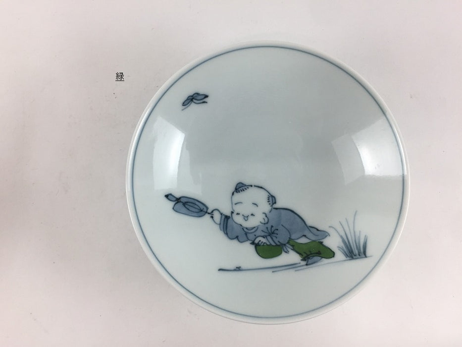 【SALE】【1個価格】11cm平小鉢　唐子(紫/黄/藍/緑/薄緑)　波佐見(j.R)【訳あり】