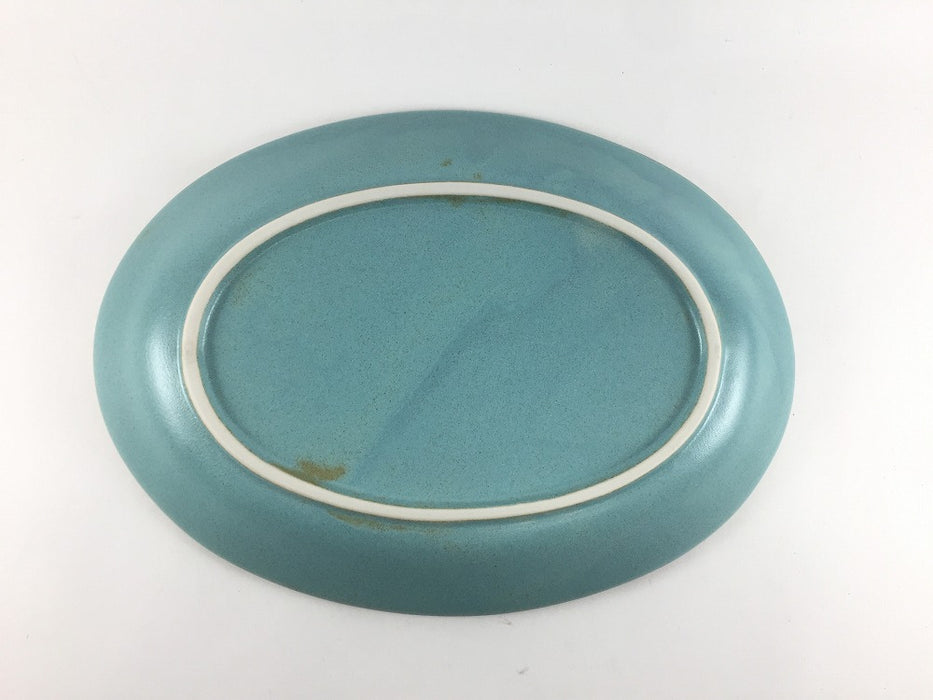 【SALE】24cm鎬オーバルプレート　トルコ彩　美濃焼【訳あり】