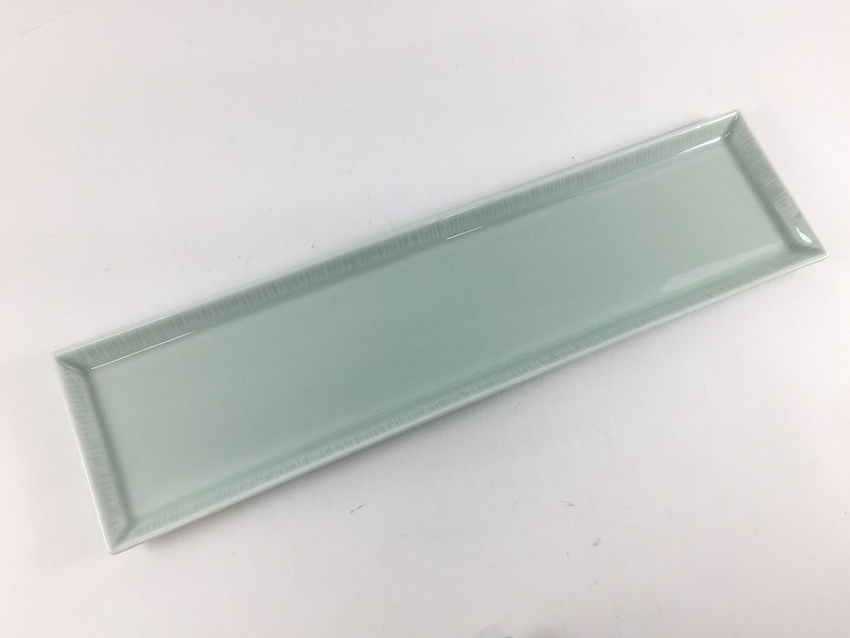 【SALE】十草長皿29.5cm細長皿(ターコイズ/青磁j)　波佐見焼【訳あり】