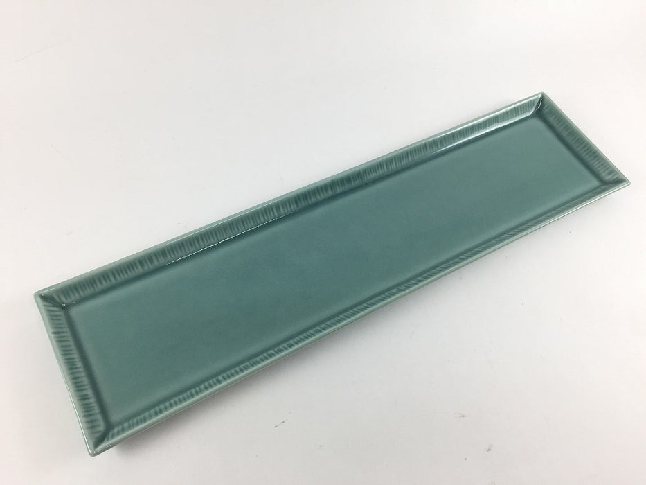 【SALE】十草長皿29.5cm細長皿(ターコイズ/青磁j)　波佐見焼【訳あり】