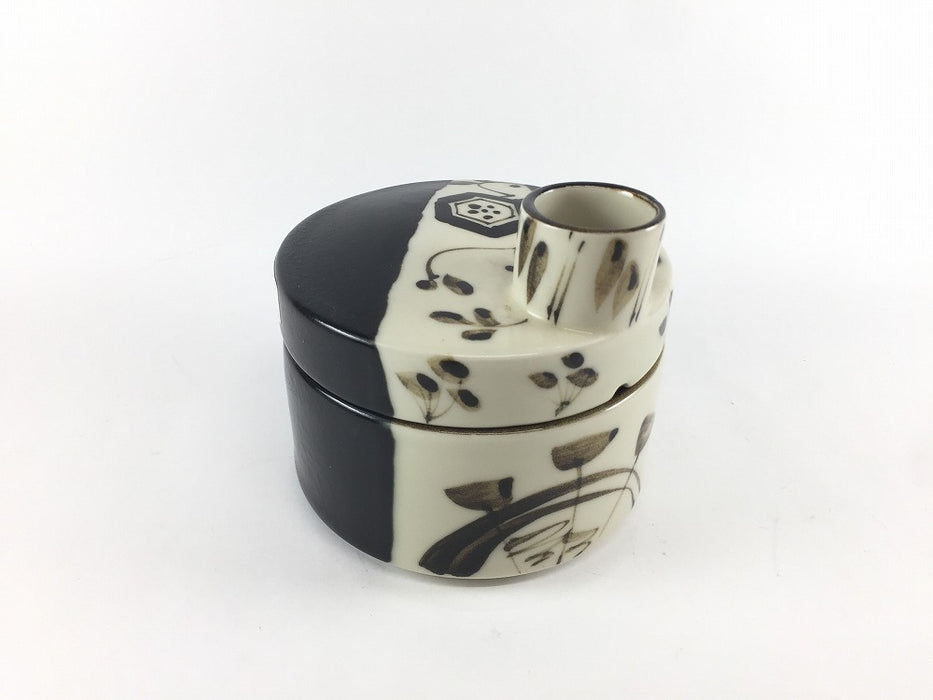 【SALE】エントツ出汁蓋蒸器　黒織部　11cm　有田焼【訳あり】