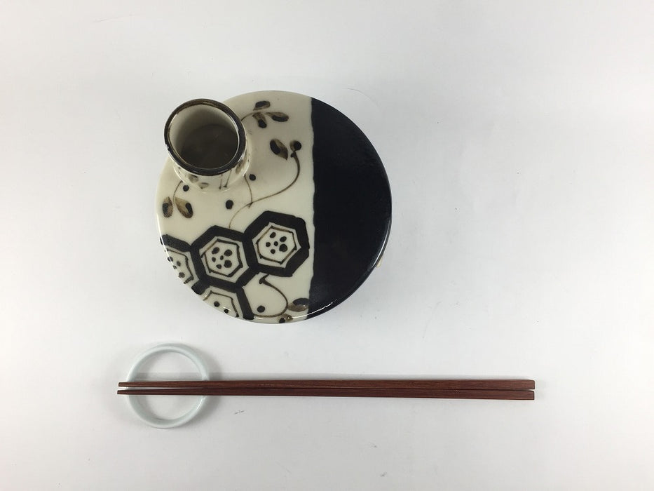 【SALE】エントツ出汁蓋蒸器　黒織部　11cm　有田焼【訳あり】