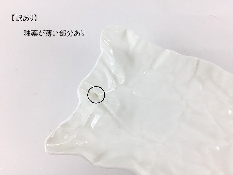 【SALE】紙折長角皿　白　30cm　有田焼【訳あり】