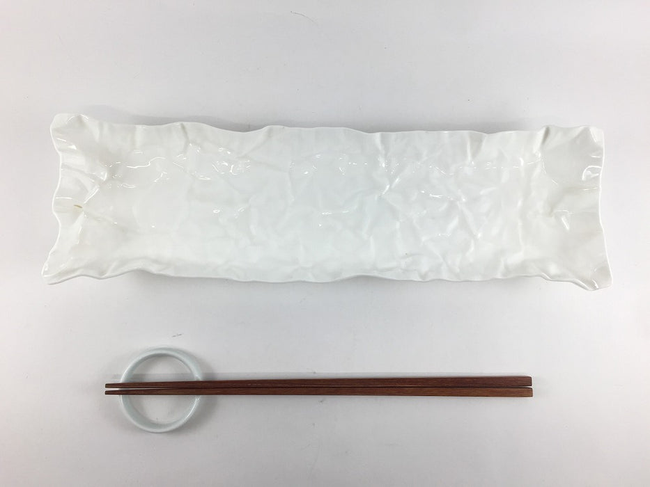 【SALE】紙折長角皿　白　30cm　有田焼【訳あり】
