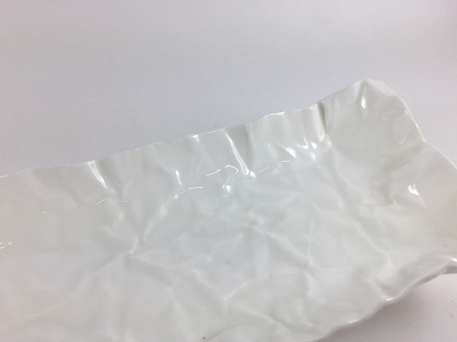 【SALE】紙折長角皿　白　30cm　有田焼【訳あり】