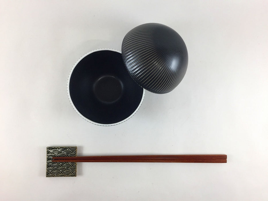 95鎬玉蓋物　黒マット　9cm　有田焼(j.R)