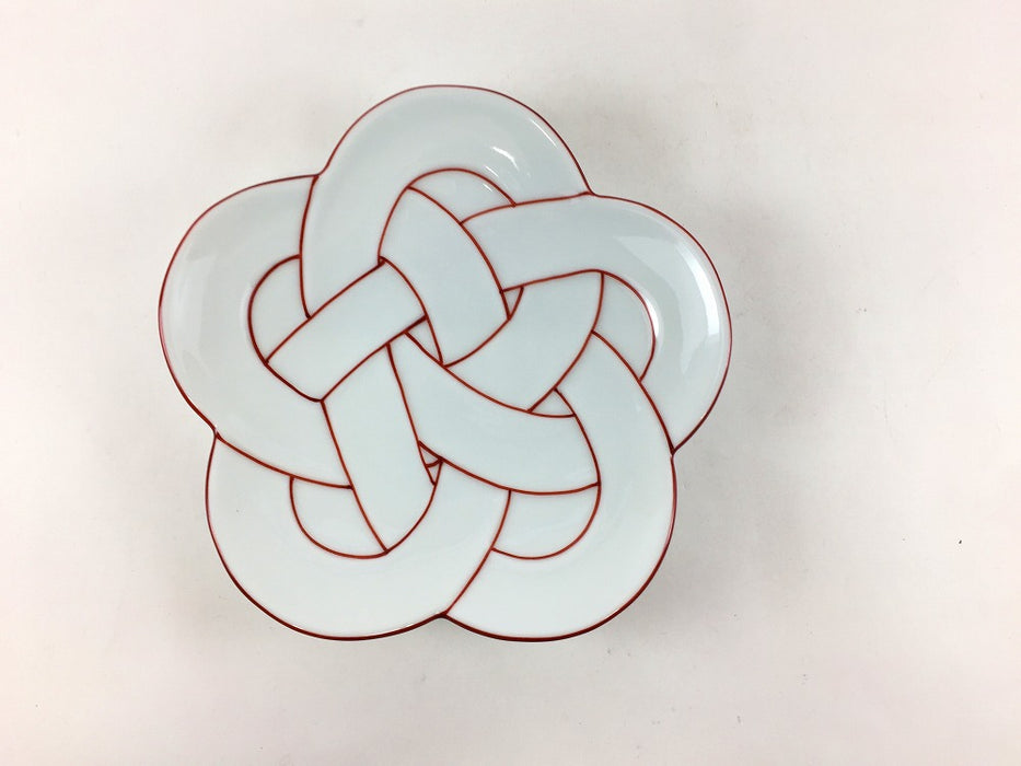 【SALE】花結び銘々皿(赤線)　(A/B/C)　15cm　有田焼【訳あり】