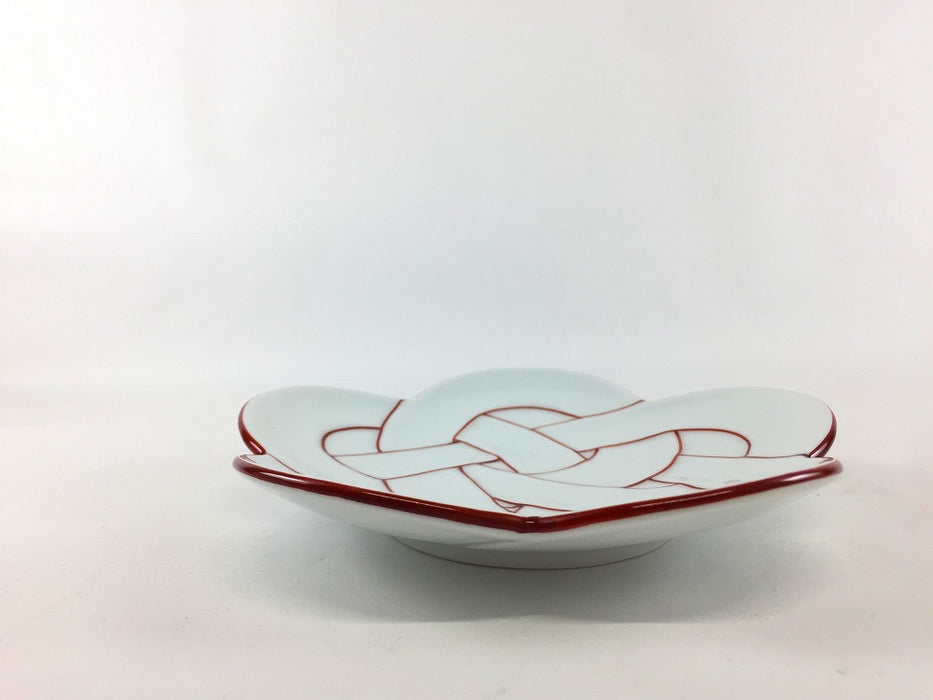 【SALE】花結び銘々皿(赤線)　(A/B/C)　15cm　有田焼【訳あり】