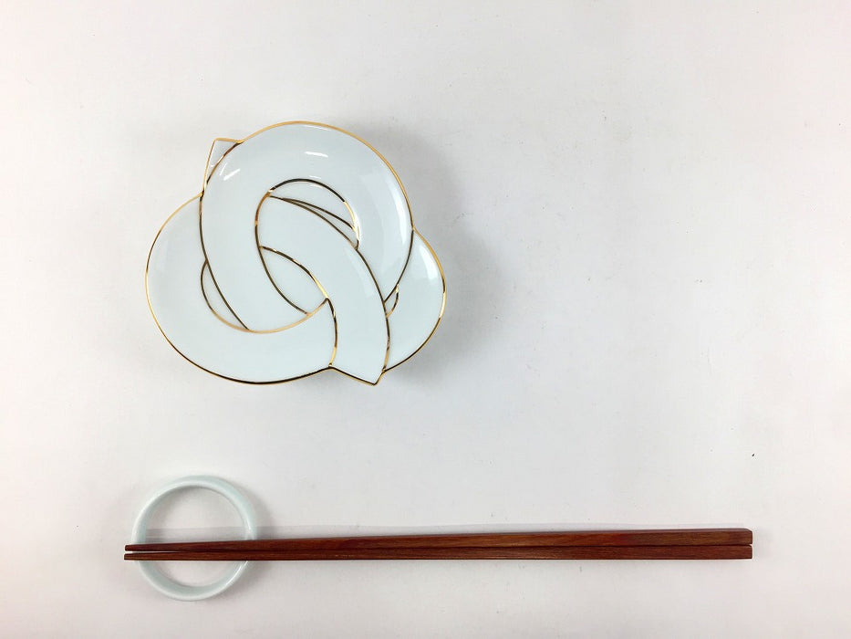 【SALE】結び小皿　金線　(A/B)　11cm　有田焼【訳あり】