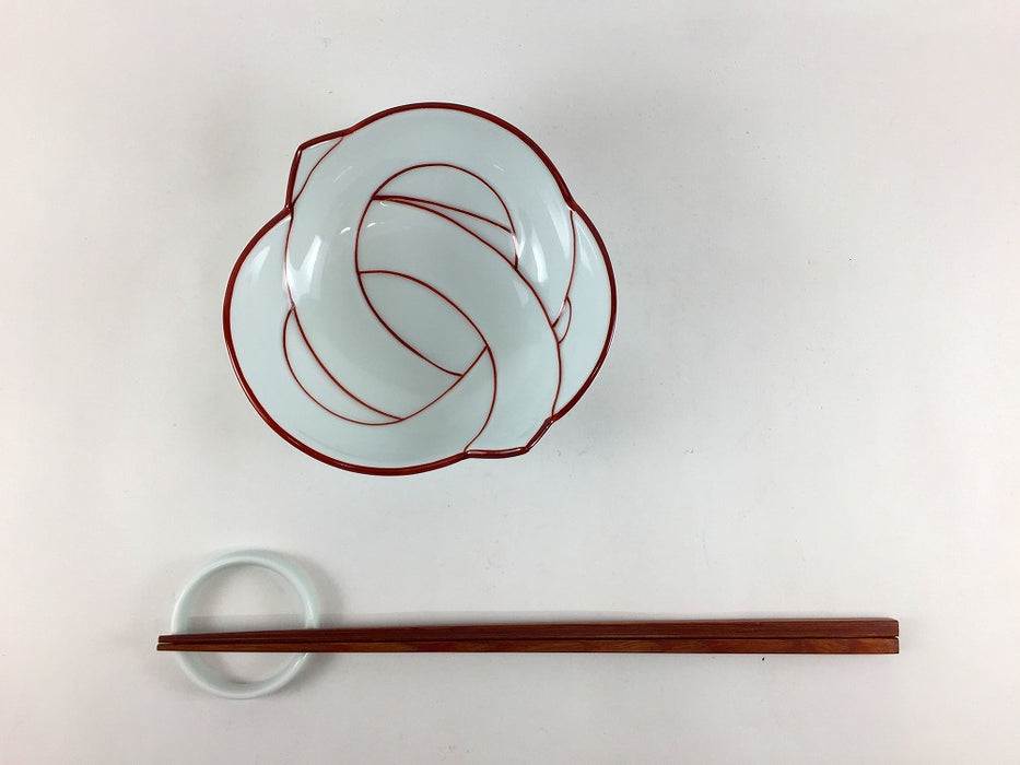 【SALE】結び小鉢(赤線)　(A/B/C/D/E)　有田焼 【訳あり】